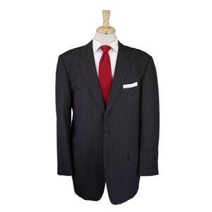 Hickey Freeman Charcoal Gray w/ Red Pinstripe 2-Btn Wool Suit 44L